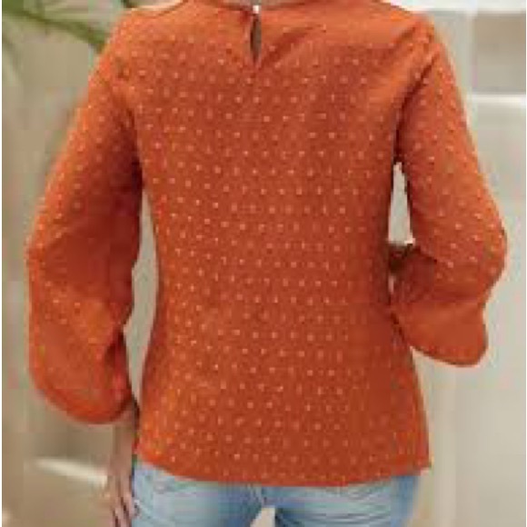 Women's Orange Polka Dot Top - Picture 2 of 6